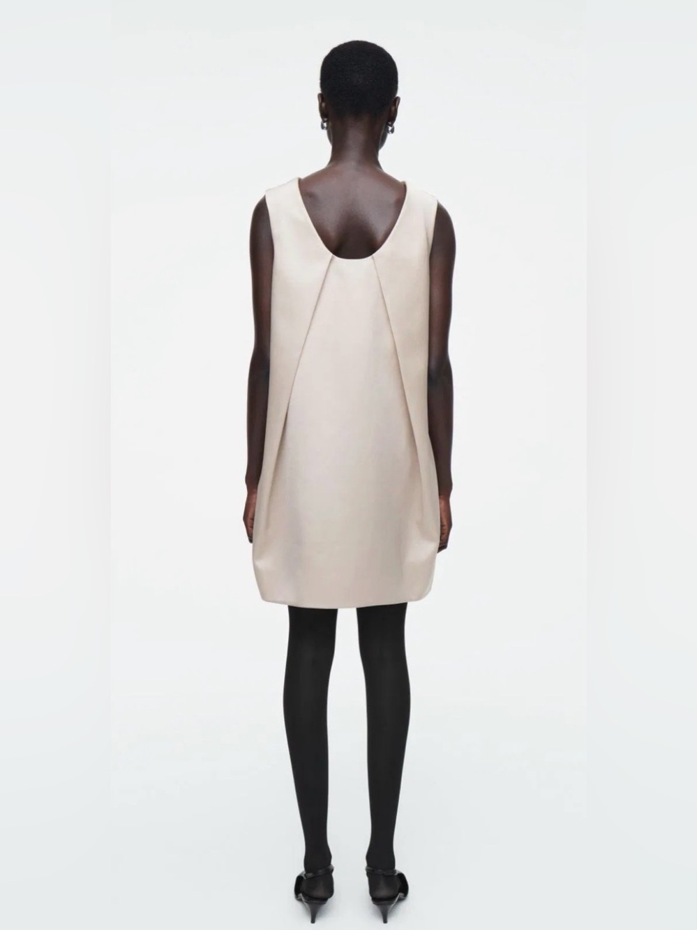 COS Sleeveless Shift Dress in Light Beige